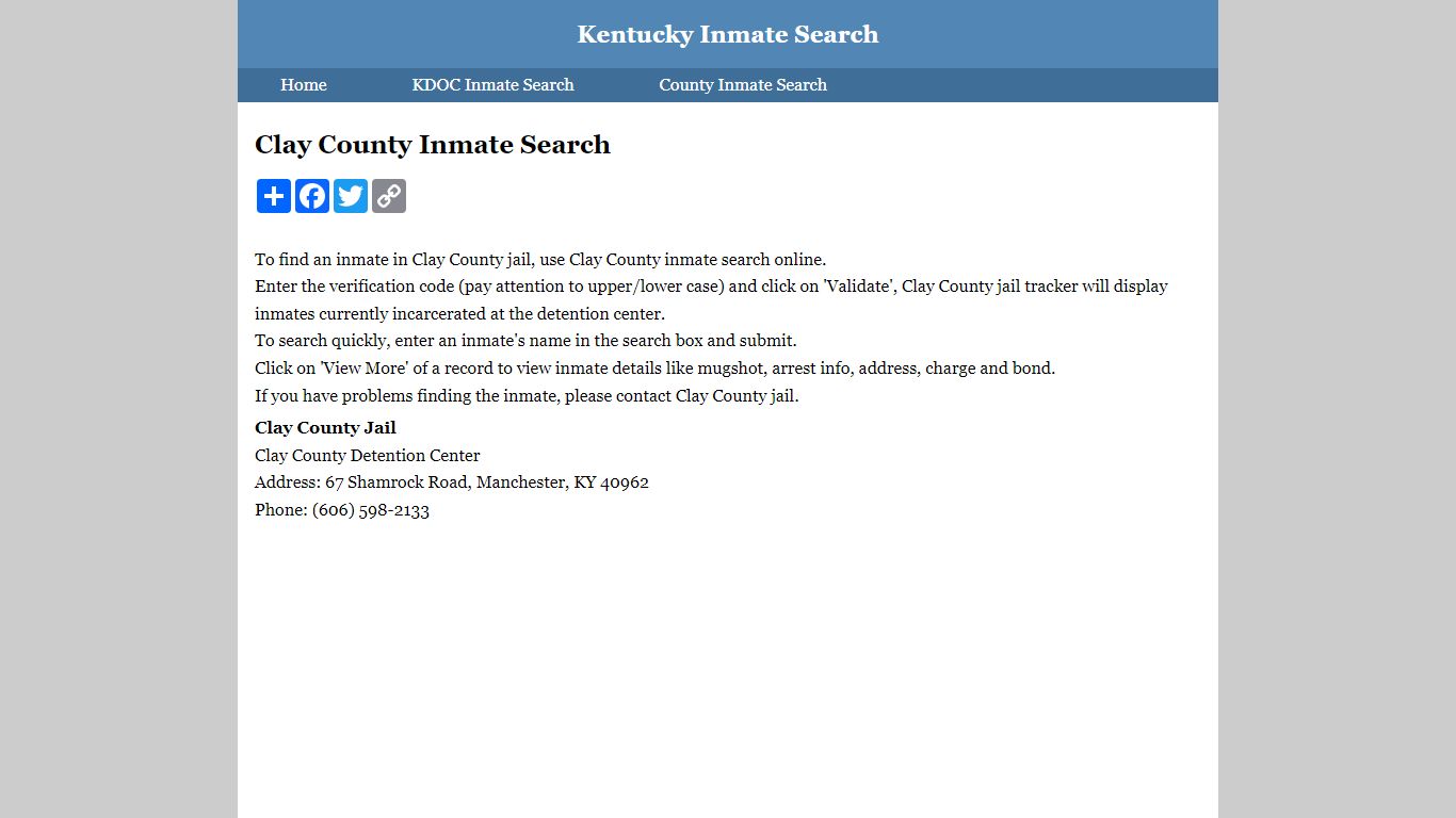 Clay County Inmate Search